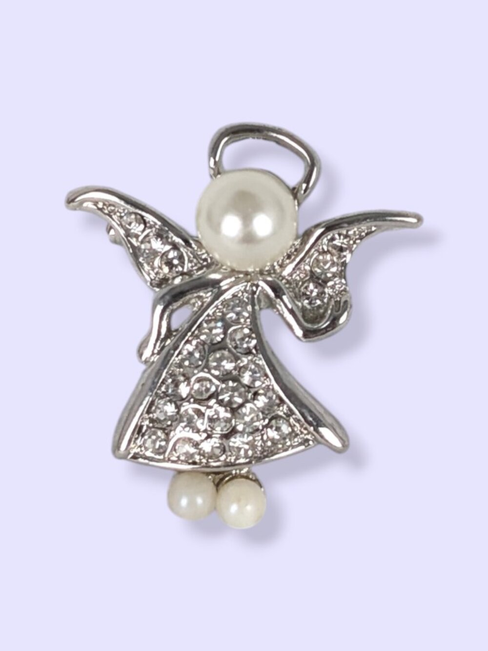Faux Pearl Angel Brooch